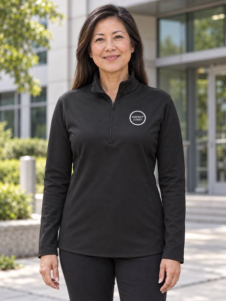 LIGHTWEIGHT 1/4 Zip Women's Dri Fit — Black lifestyle view