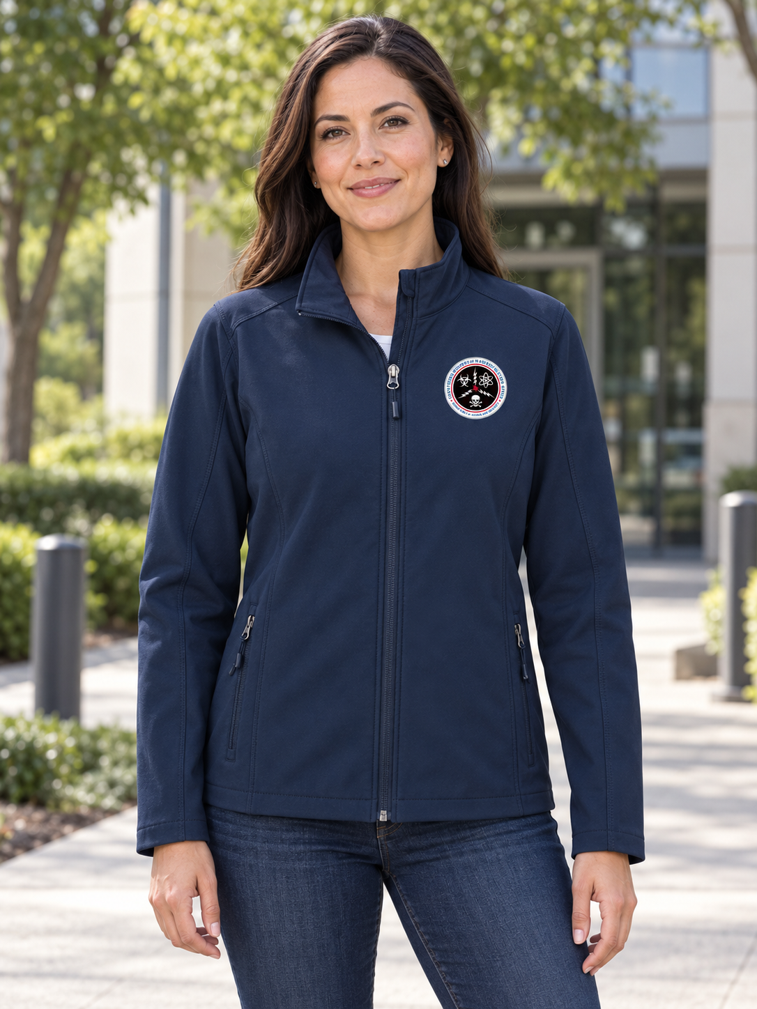 CWMD Women's Soft Shell — Navy Blue lifestyle view