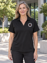 CWMD Mercer+Mettle™ Women’s Stretch Jersey Polo — Black lifestyle view