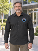 CWMD Mercer+Mettle™ Long Sleeve Stretch Woven Shirt — Black lifestyle view