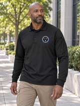 CWMD TACTICAL Polo- Men's Long Sleeve — Black lifestyle view