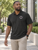 CWMD Motion Polo — Black lifestyle view