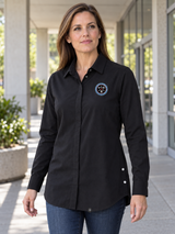 CWMD Women's Commuter Woven Tunic — Black lifestyle view
