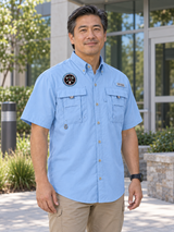 CWMD Columbia Men's Bahama™ II Short-Sleeve Shirt — Light Blue lifestyle view