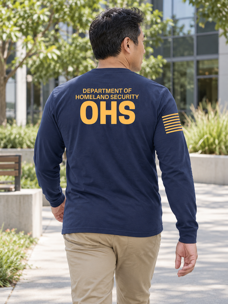 OHS Agency Identifier T Shirt - Long Sleeve — Navy Blue lifestyle view