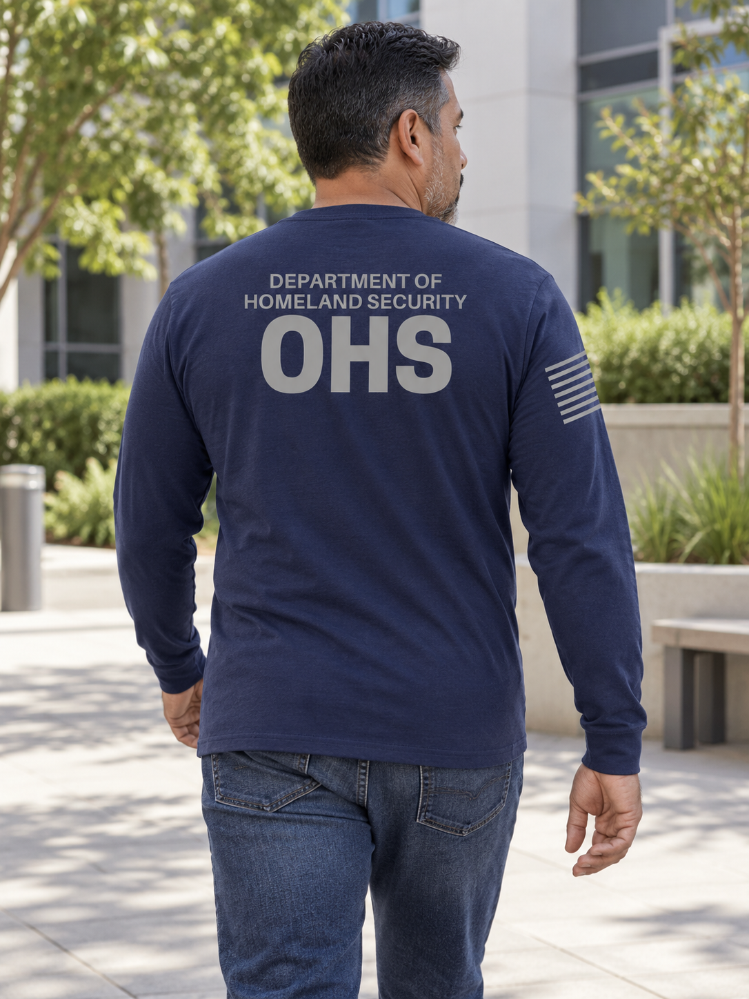 SUBDUED OHS Agency Identifier T Shirt - Long Sleeve — Navy Blue lifestyle view