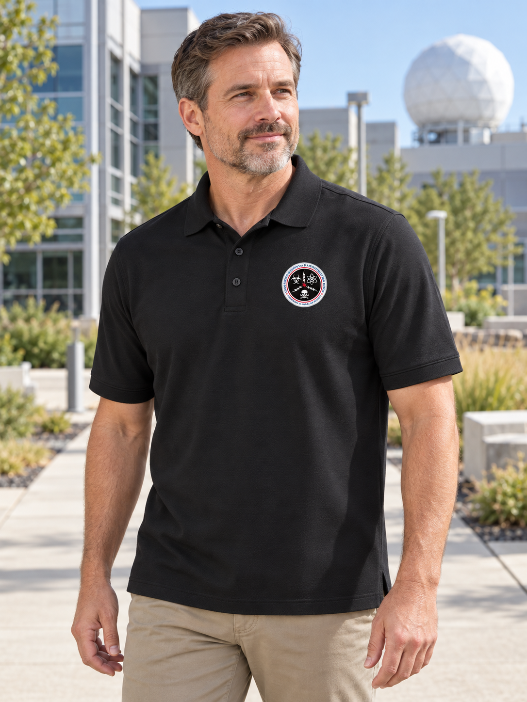 CWMD Men's Polo — Black lifestyle view