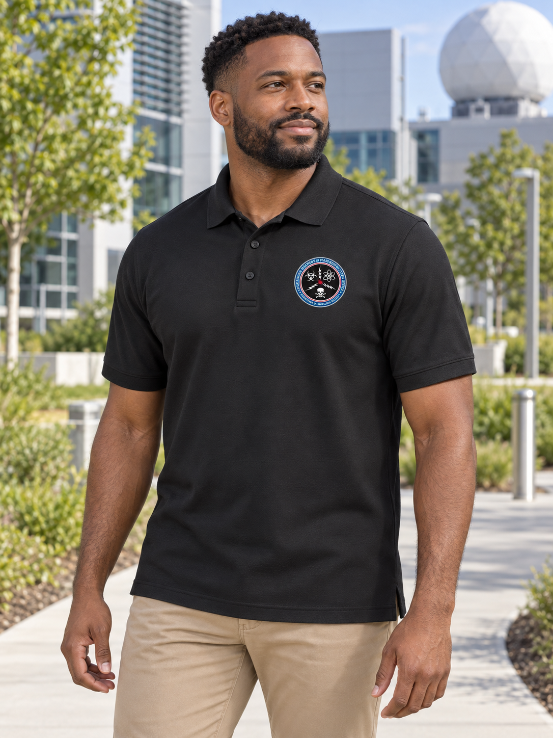 CWMD Men's Polo — Black lifestyle view