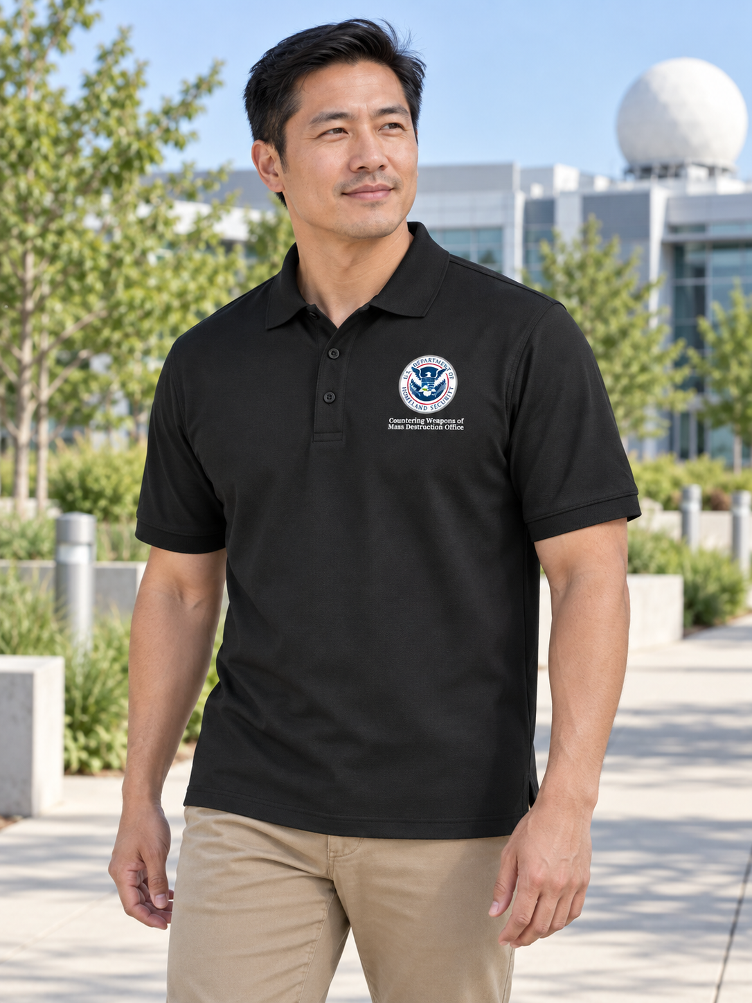 CWMD Men's Polo — Black lifestyle view