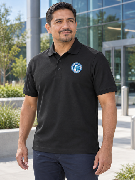 CISA Men's Polo — Black lifestyle view