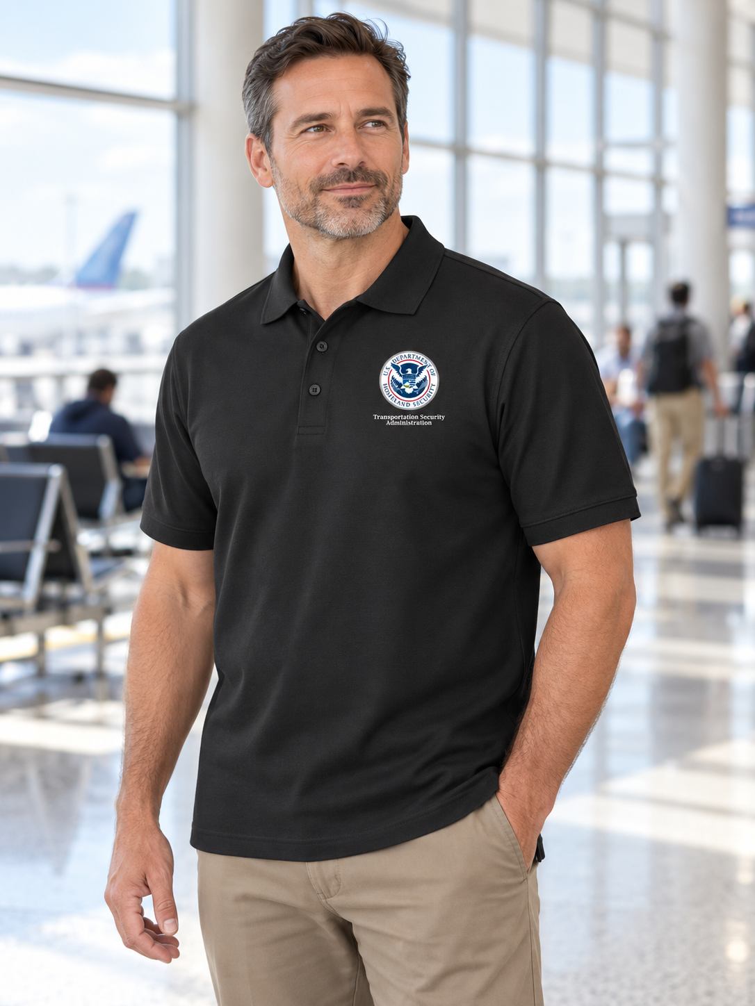 TSA Men's Polo — Black lifestyle view