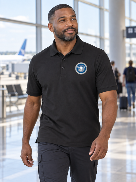 TSA Men's Polo — Black lifestyle view