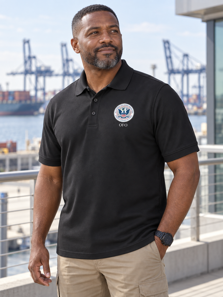 CBP Men's Polo — Black lifestyle view