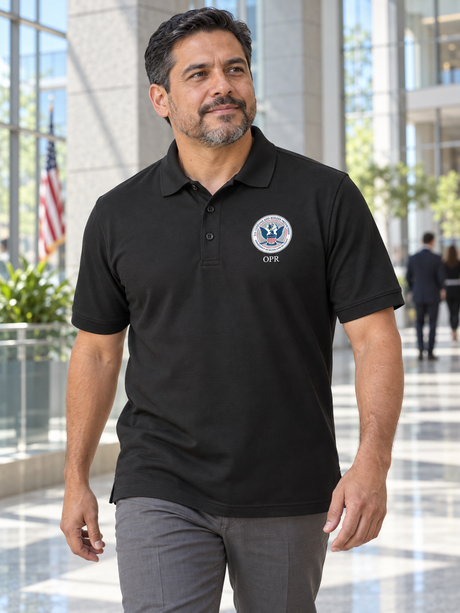 CBP Men's Polo — Black lifestyle view