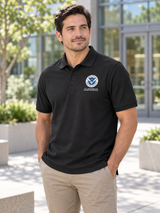 USCIS Men's Polo — Black lifestyle view