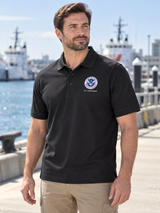 USCG Men's Polo — Black lifestyle view