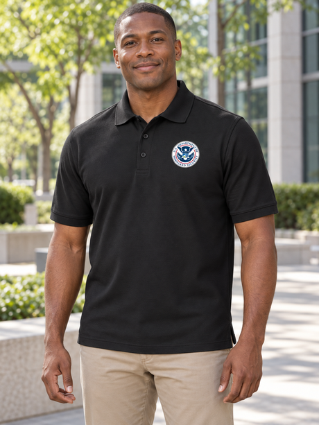Dept. of Homeland Security Men's Polo — Black lifestyle view