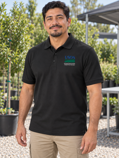 APHIS Men's Polo — Black lifestyle view