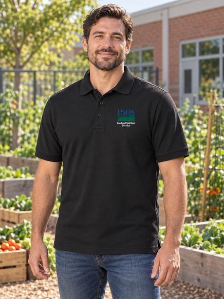 FNSCFSD Men's Polo — Black lifestyle view
