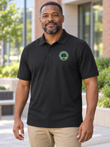 Department of Education Men's Polo — Black lifestyle view