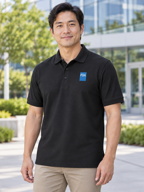 FDA Men's Polo — Black lifestyle view