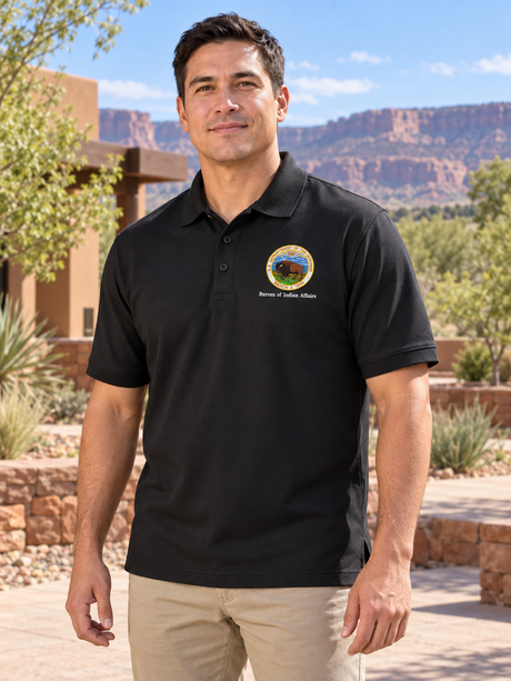 BIA Men's Polo — Black lifestyle view