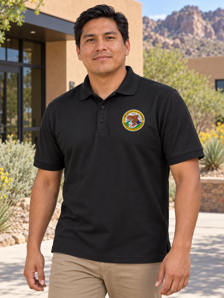 BIA Men's Polo — Black lifestyle view
