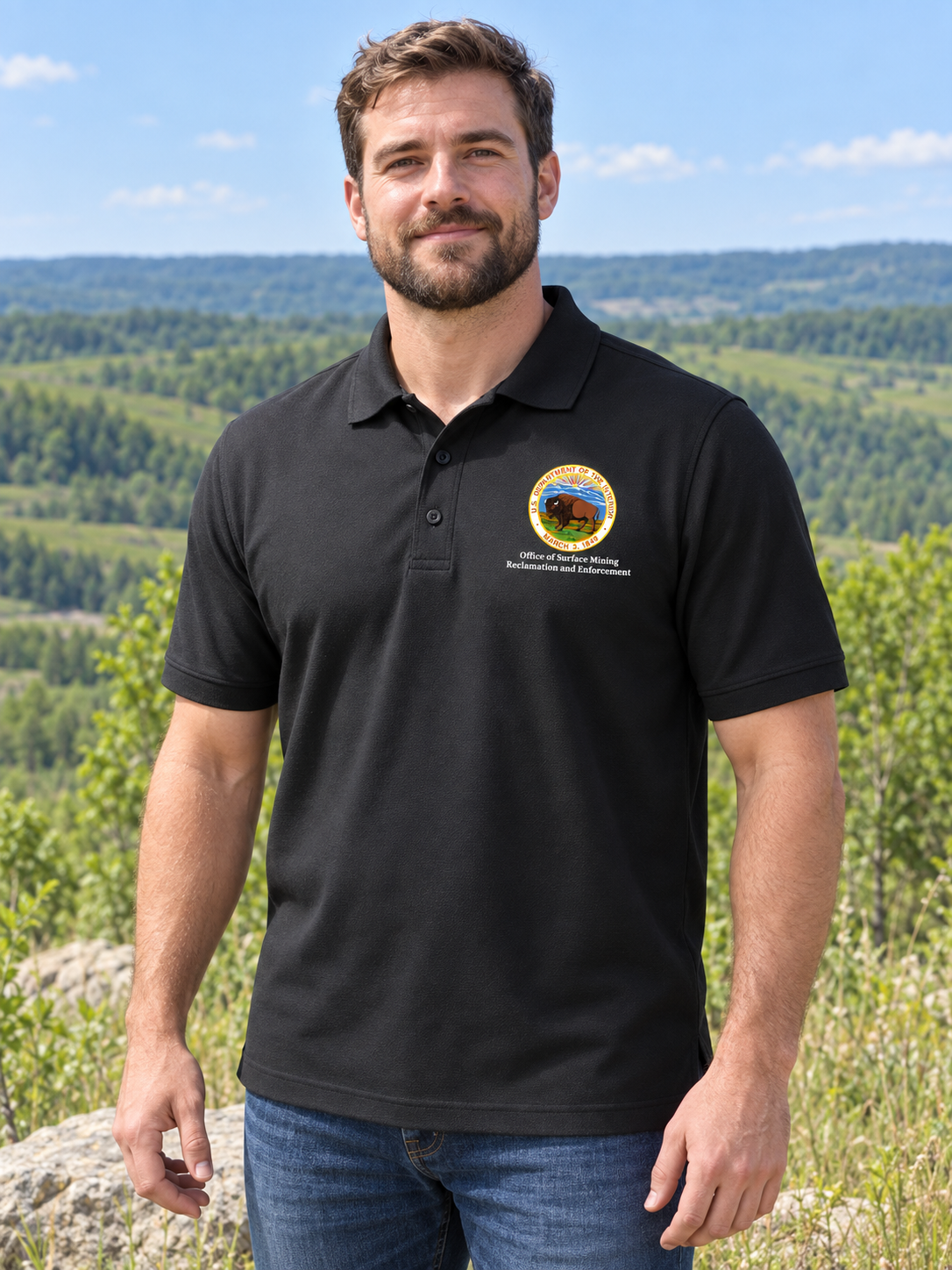 OSMRE Men's Polo — Black lifestyle view