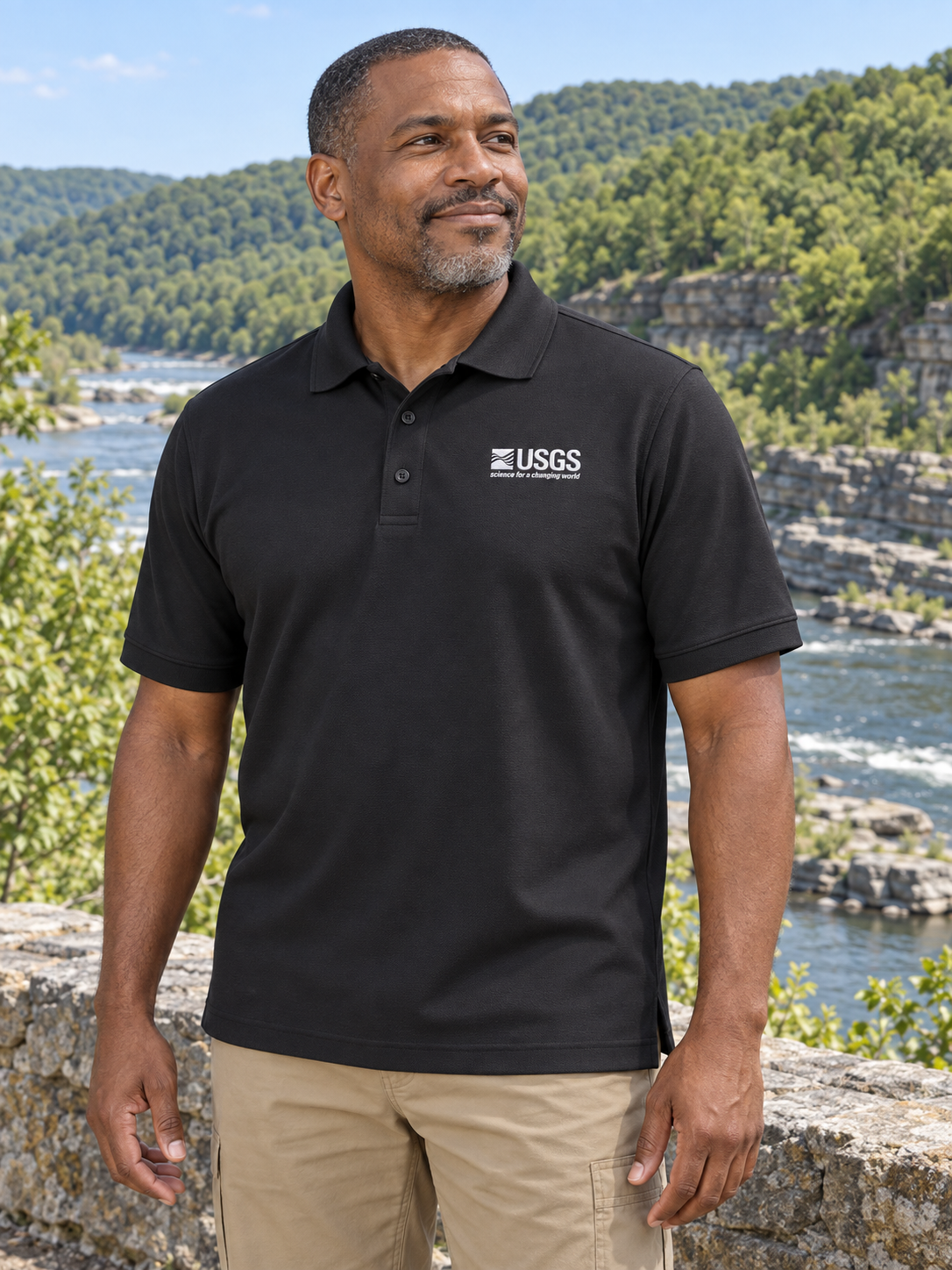 USGS Men's Polo — Black lifestyle view