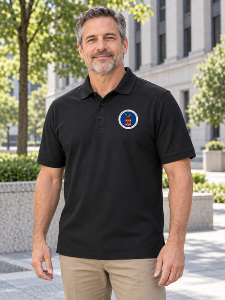 Department of Labor Men's Polo — Black lifestyle view