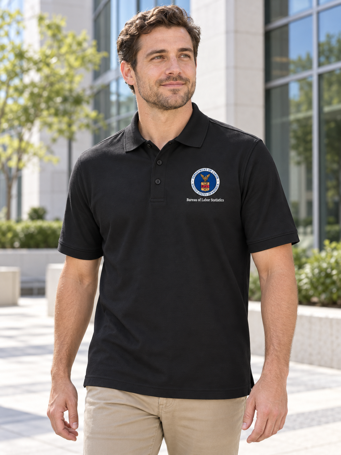 BLS Men's Polo — Black lifestyle view