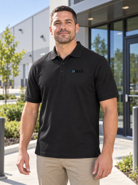 OSHA Men's Polo — Black lifestyle view