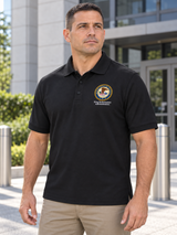 DEA Men's Polo — Black lifestyle view