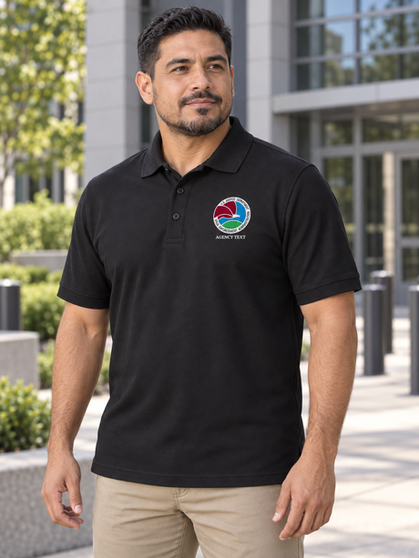 DEA Men's Polo — Black lifestyle view
