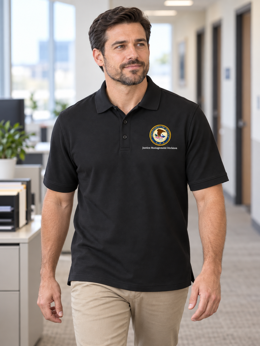 JMD Men's Polo — Black lifestyle view