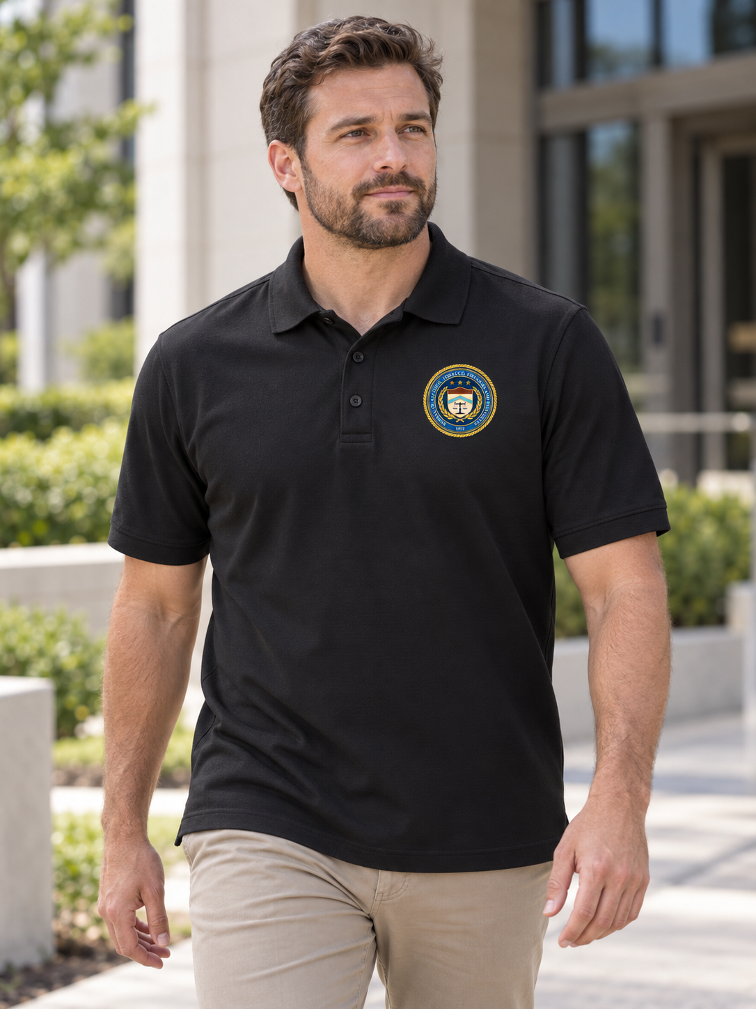 ATF Men's Polo — Black lifestyle view