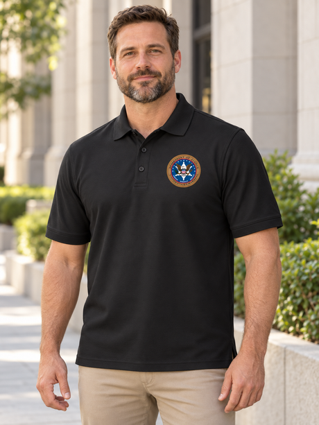 USMS Men's Polo — Black lifestyle view