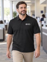 IRS Men's Polo — Black lifestyle view