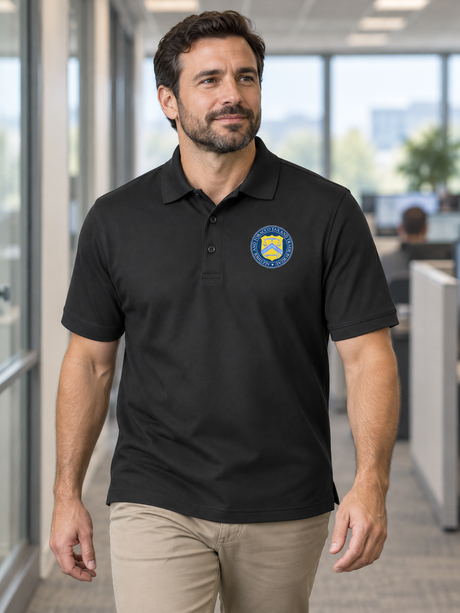 TTB Men's Polo — Black lifestyle view