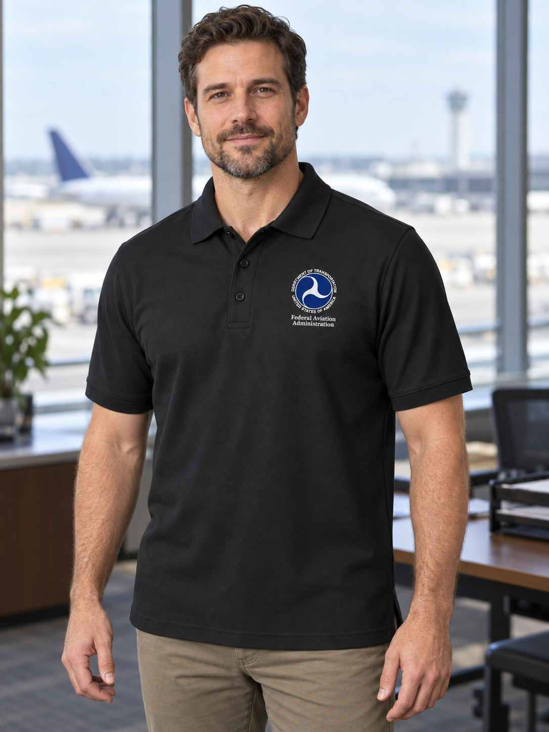 FAA Men's Polo — Black lifestyle view
