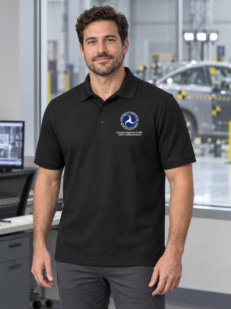 NHTSA Men's Polo — Black lifestyle view