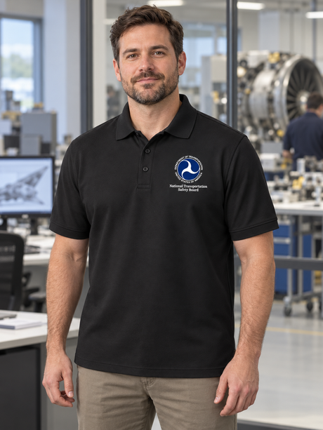 NTSB Men's Polo — Black lifestyle view