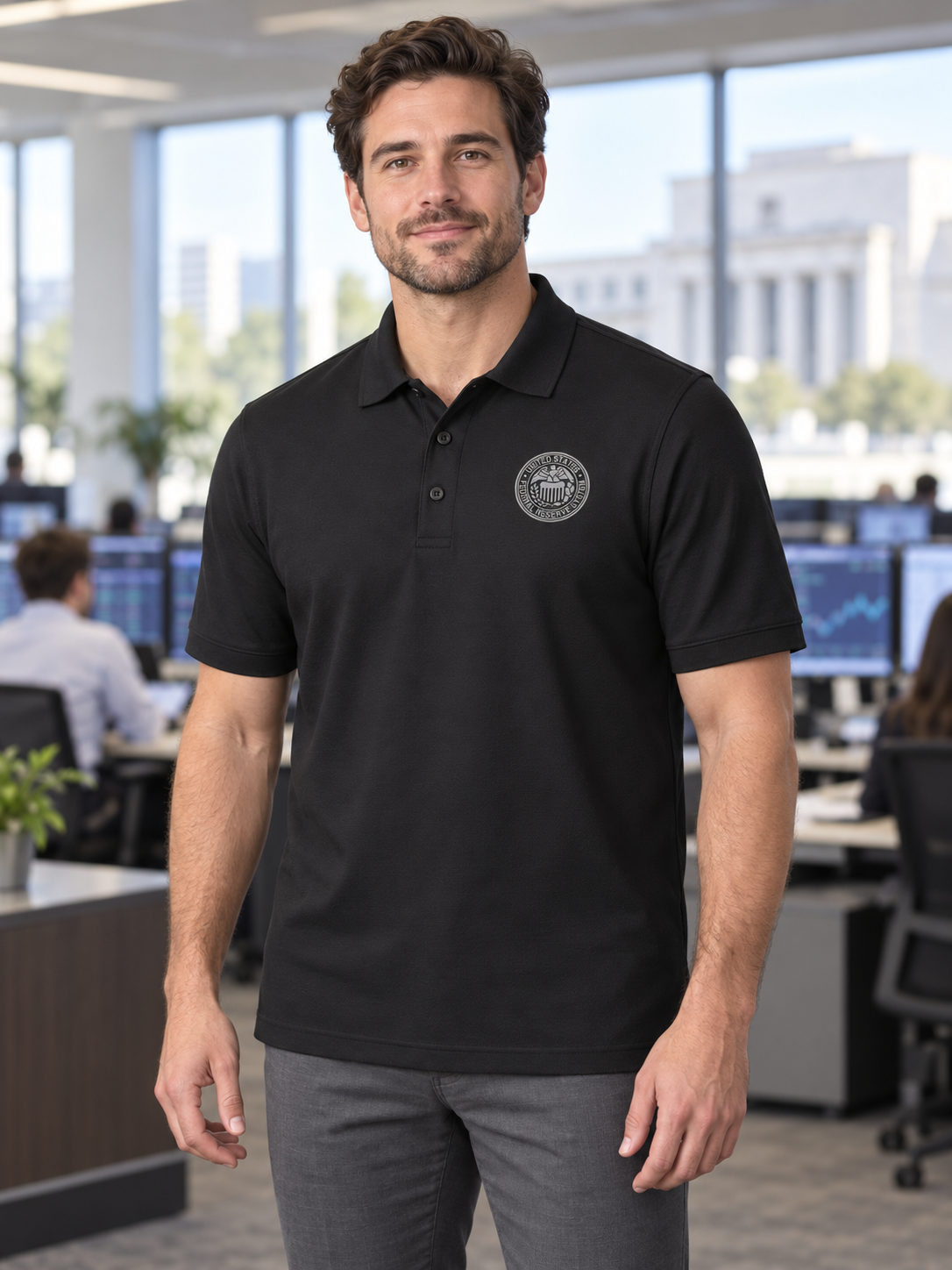 FRS Men's Polo — Black lifestyle view
