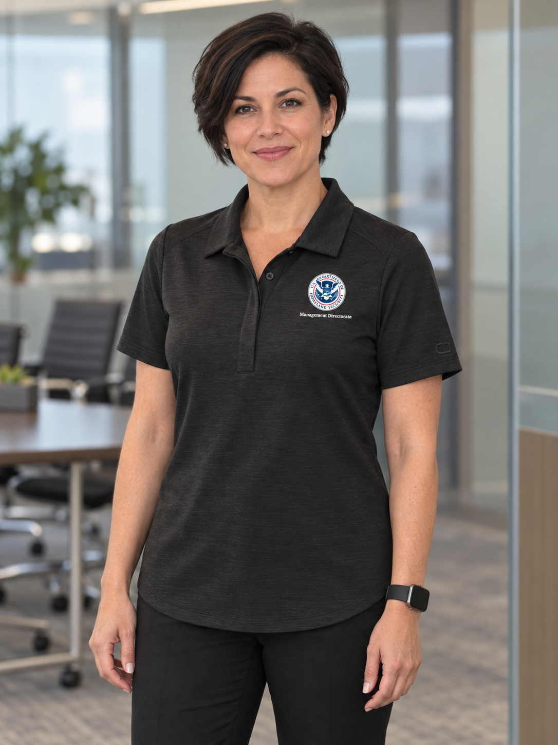 MGMT  Women's Polo — Black lifestyle view