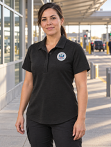 CBP Women's Polo — Black lifestyle view