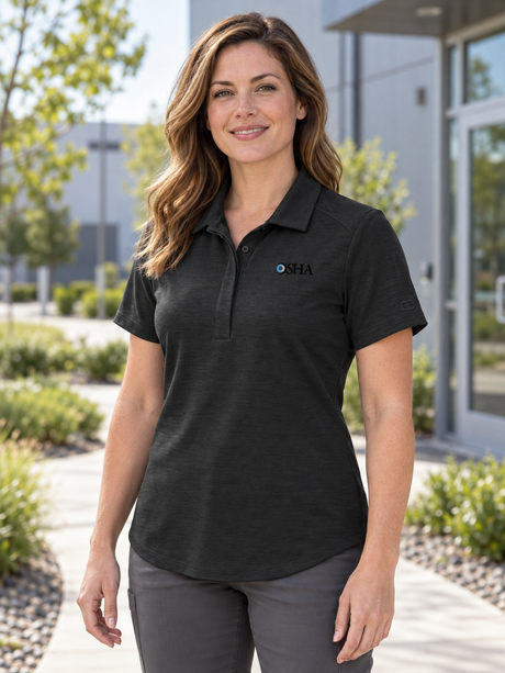 OSHA Women's Polo — Black lifestyle view