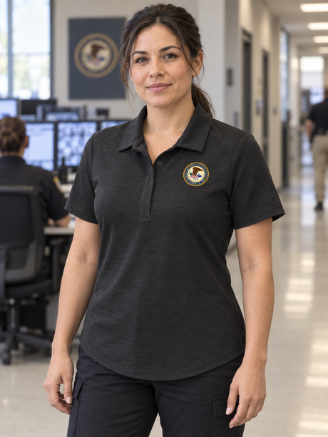 BOP Women's Polo — Black lifestyle view