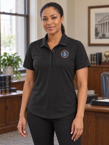 USMS Women's Polo — Black lifestyle product photograph