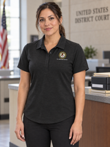 USMS Women's Polo — Black lifestyle product photograph