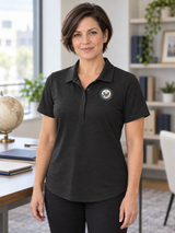 DOS Women's Polo — Black lifestyle product photograph